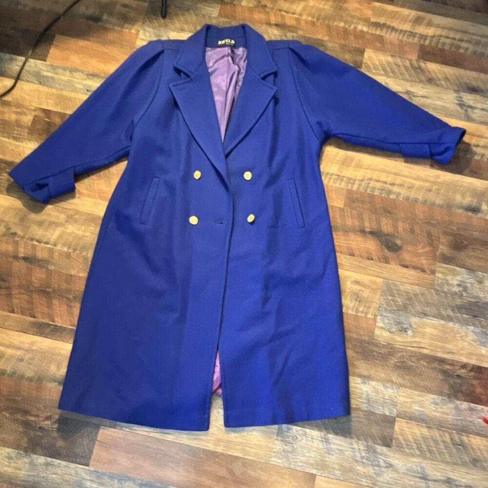 Vintage wool coat Loomed in New England gold button double breasted USA made